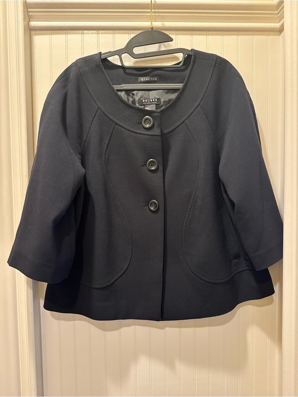 Liz Claiborne-Black A-Line,StretchJacket (lined)